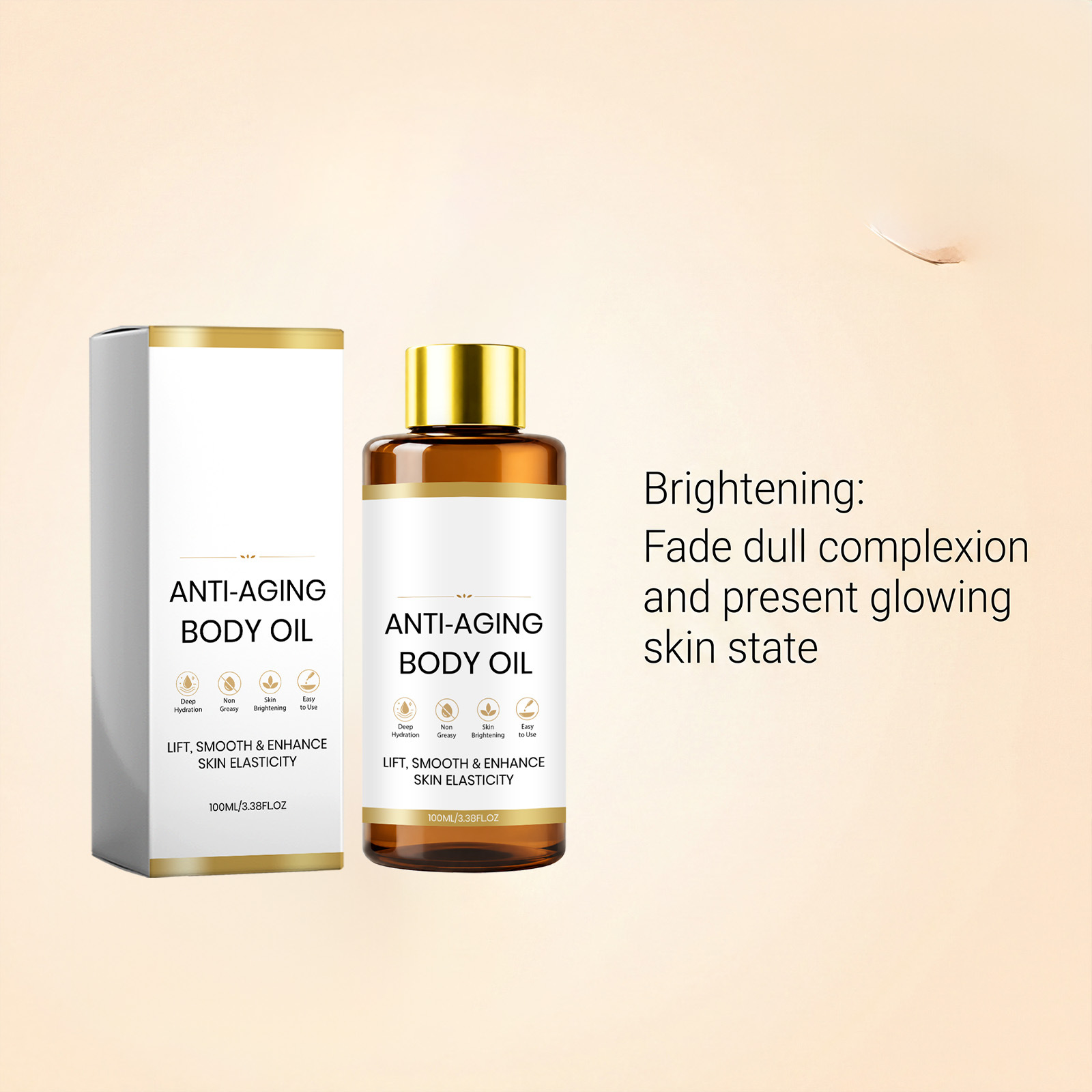 Body essential oil, gently moisturizing, massages the skin, keeps it hydrated and comfortable daily, with a light, non-greasy texture.
