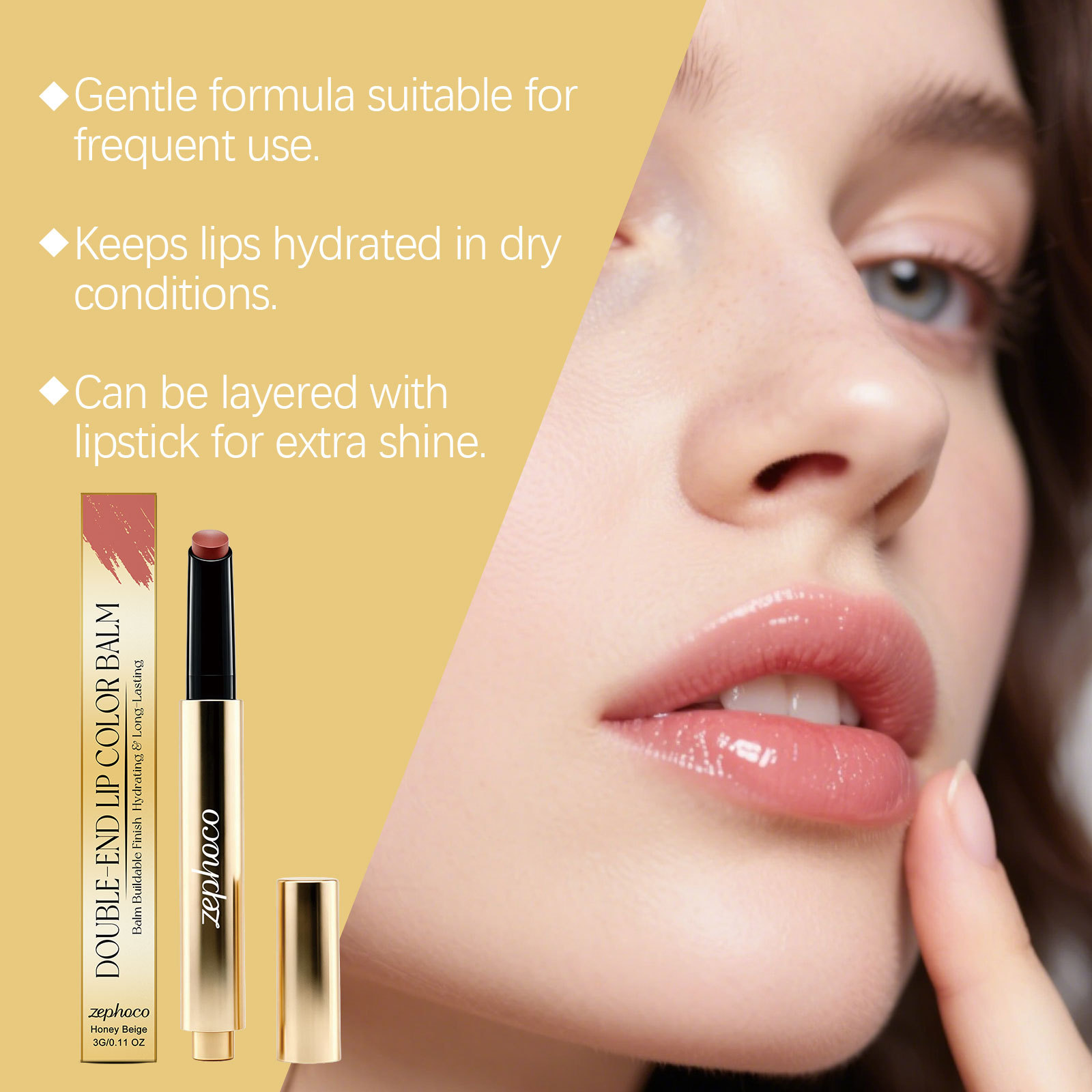 zephoco Moisturizing Long-Lasting Lip Gloss Pen (Honey Orange) Natural Smooth Glass-Lip Jelly Feel, Everyday Versatile view 4