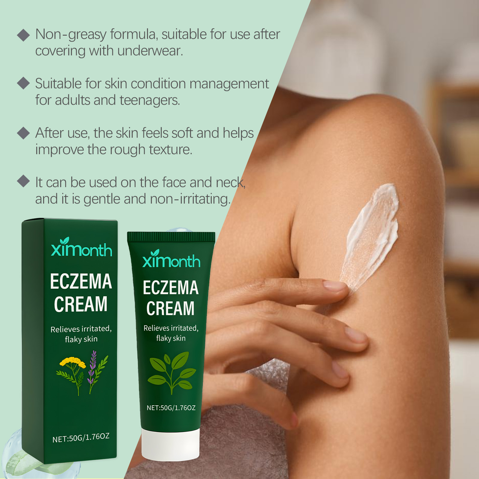 XIMONTH Skin Soothing Cream - Gently Moisturizes Body Skin, Daily Care, Hydrating and Comfortable Cream