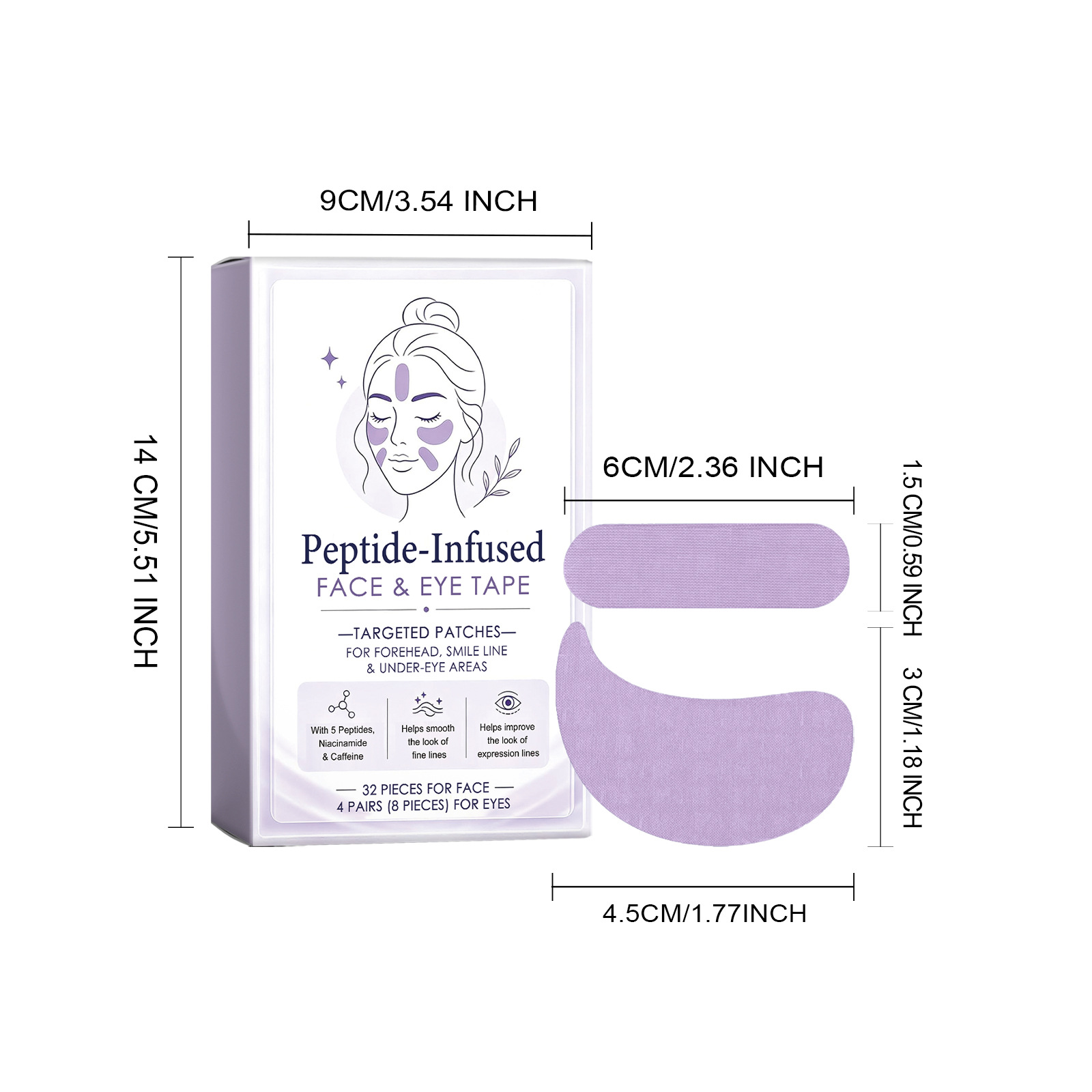 Purple facial care patches, gentle and moisturizing for daily use, fit the contours of your face, lightweight and breathable