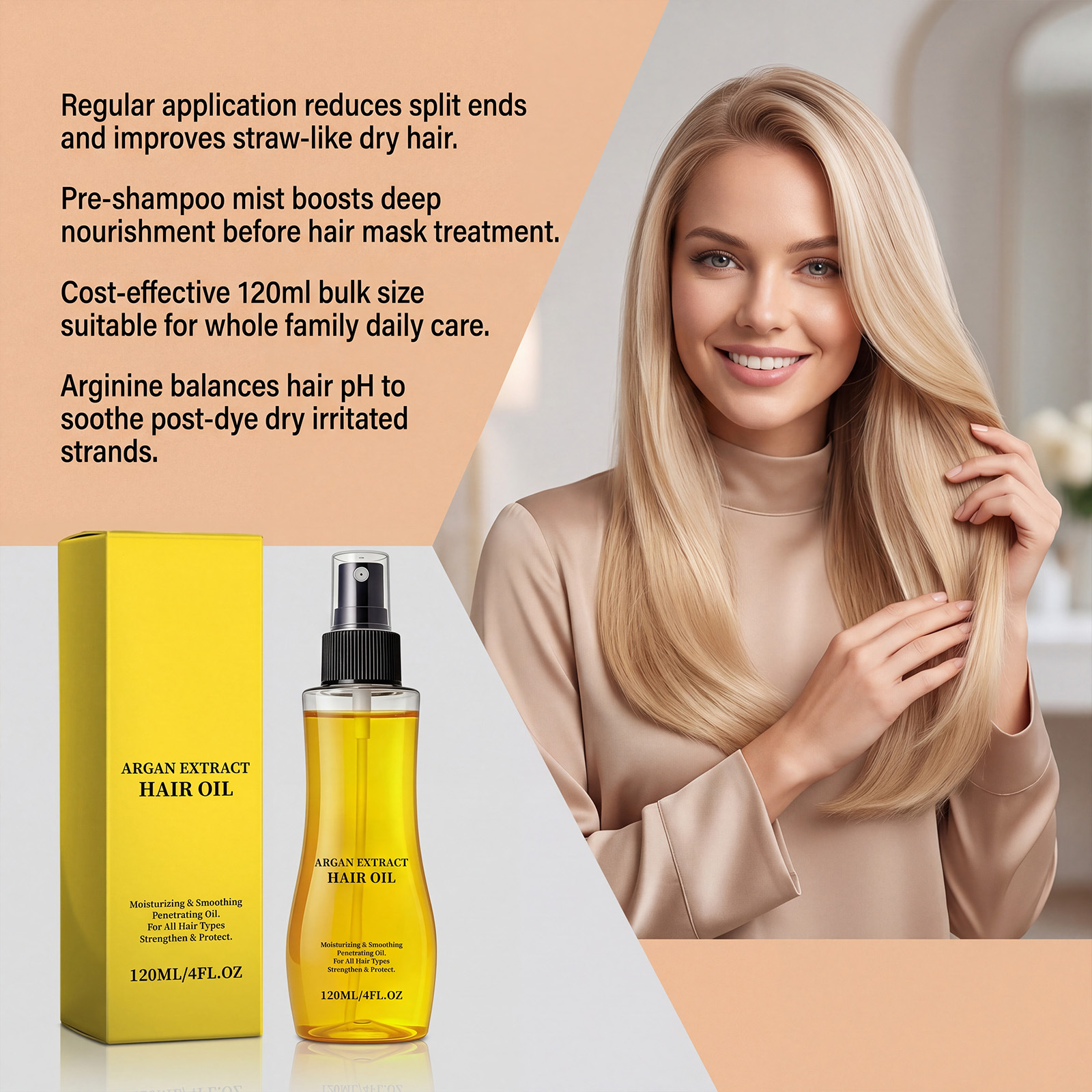 Moroccan Smoothing Hair Oil - Gently Moisturizes, Tames Frizz, Leaves Hair Smooth and Shiny