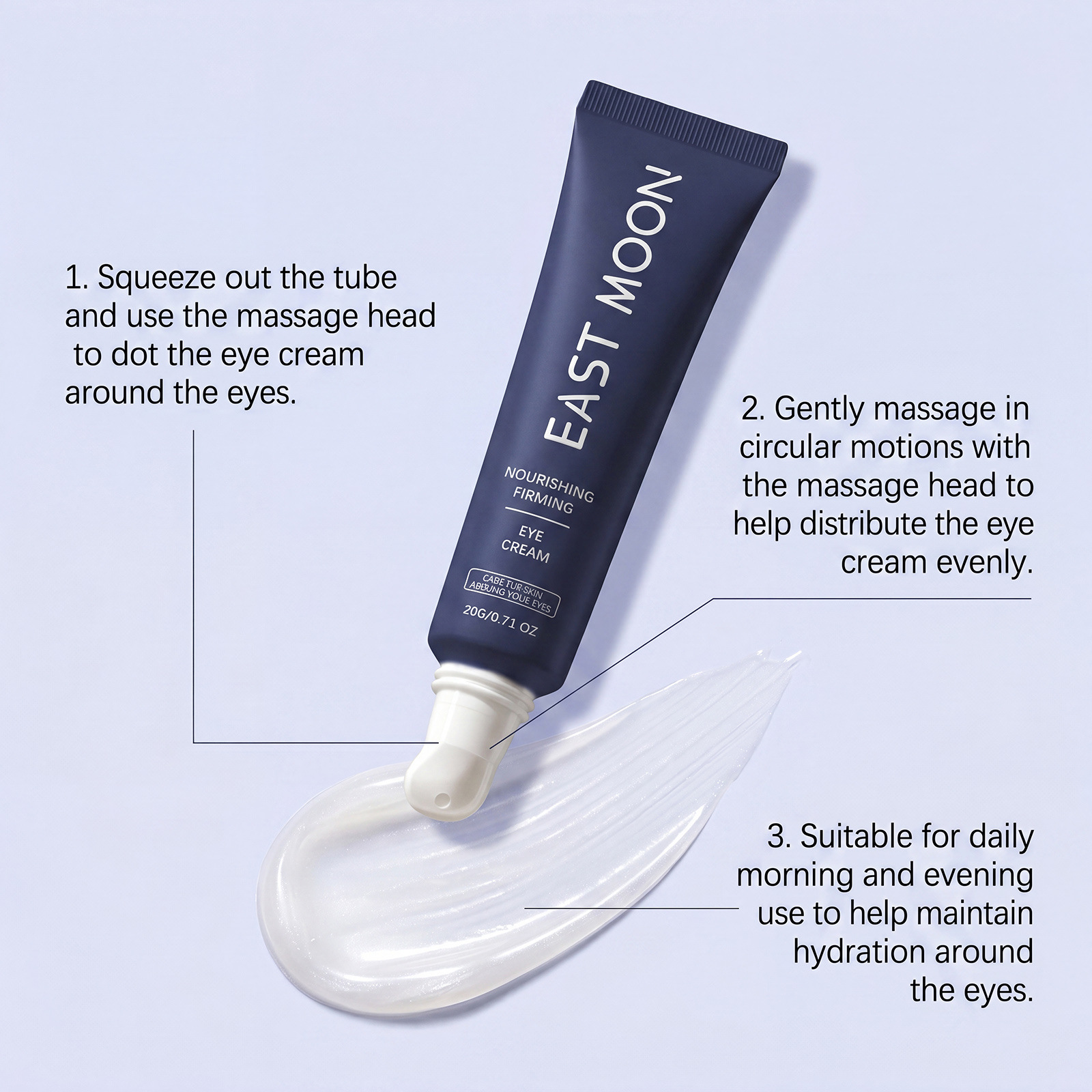 EAST MOON Moisturizing Eye Care Cream Gently cares for the skin around your eyes, keeps it hydrated and moisturized without feeling sticky