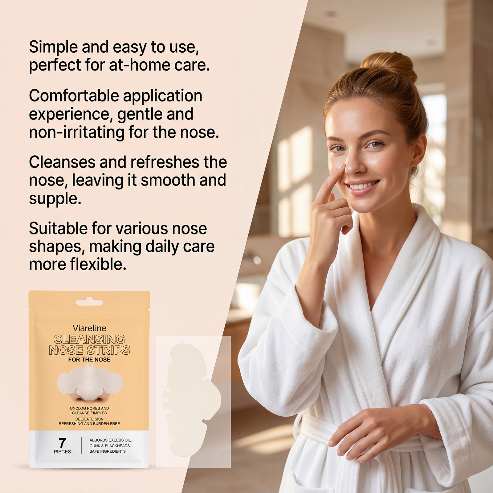VIARELINE Clean & Fresh Nose Strips - Gentle ingredients care for clean pores, keeps blackheads away, and leaves skin feeling comfortable and fresh