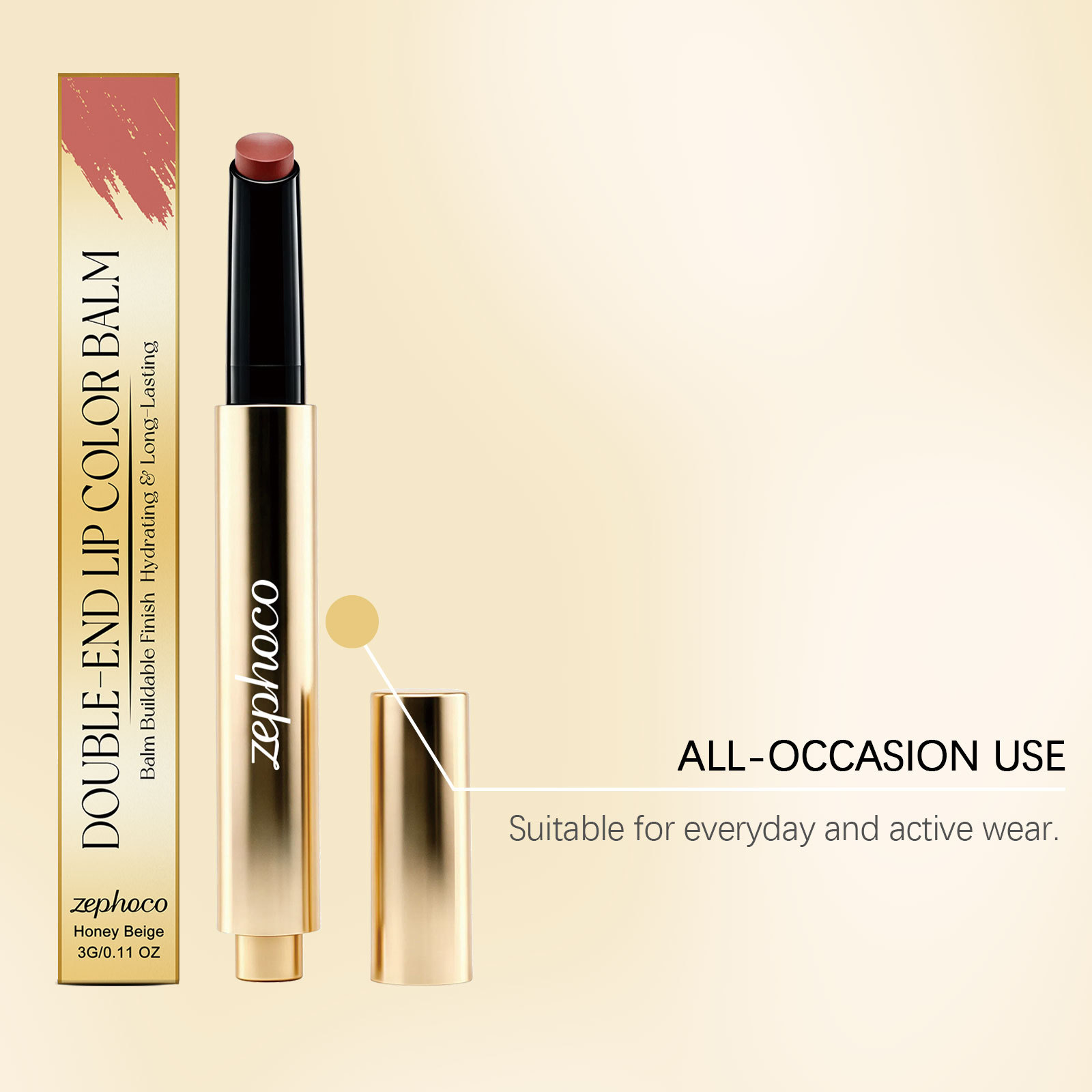 zephoco Moisturizing Long-Lasting Lip Gloss Pen (Honey Orange) Natural Smooth Glass-Lip Jelly Feel, Everyday Versatile view 3