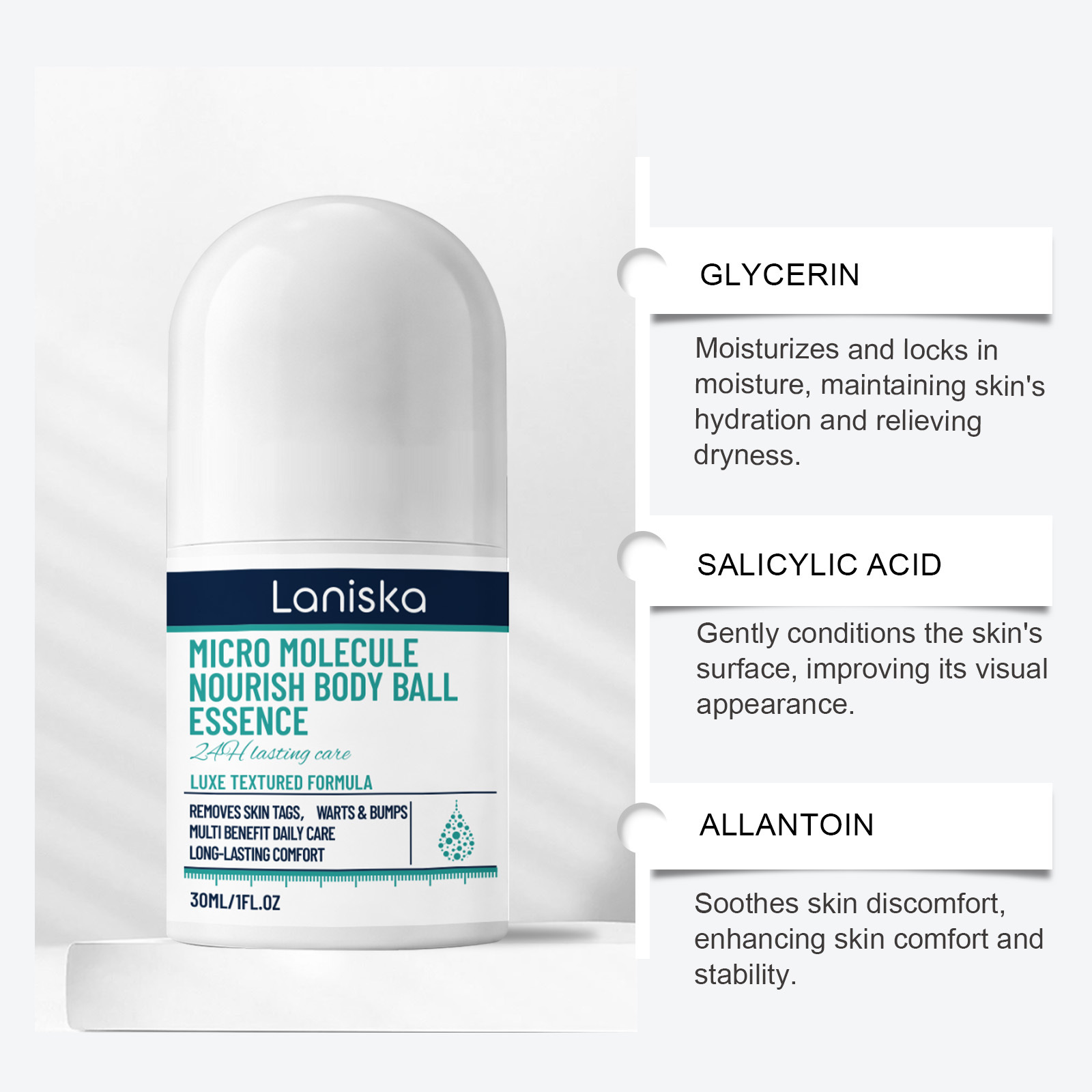 LANISKA Body Care Roll-On Essence - gently cares for your skin, keeping it smooth, clean, and extra moisturized
