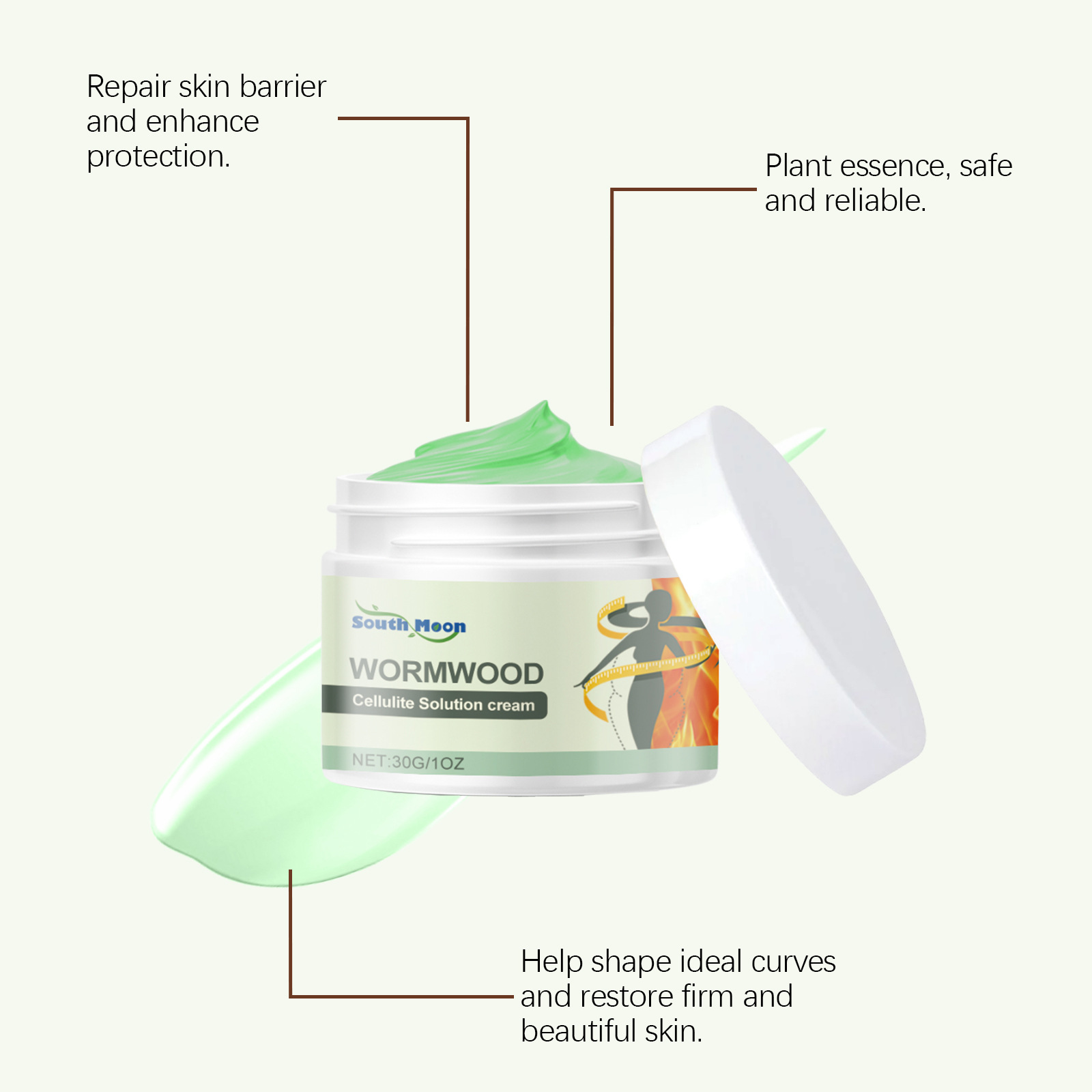 SOUTH MOON Mugwort Care Cream – Plant Extracts with Gentle Ingredients to Nurture Your Skin, Body Cream for Application