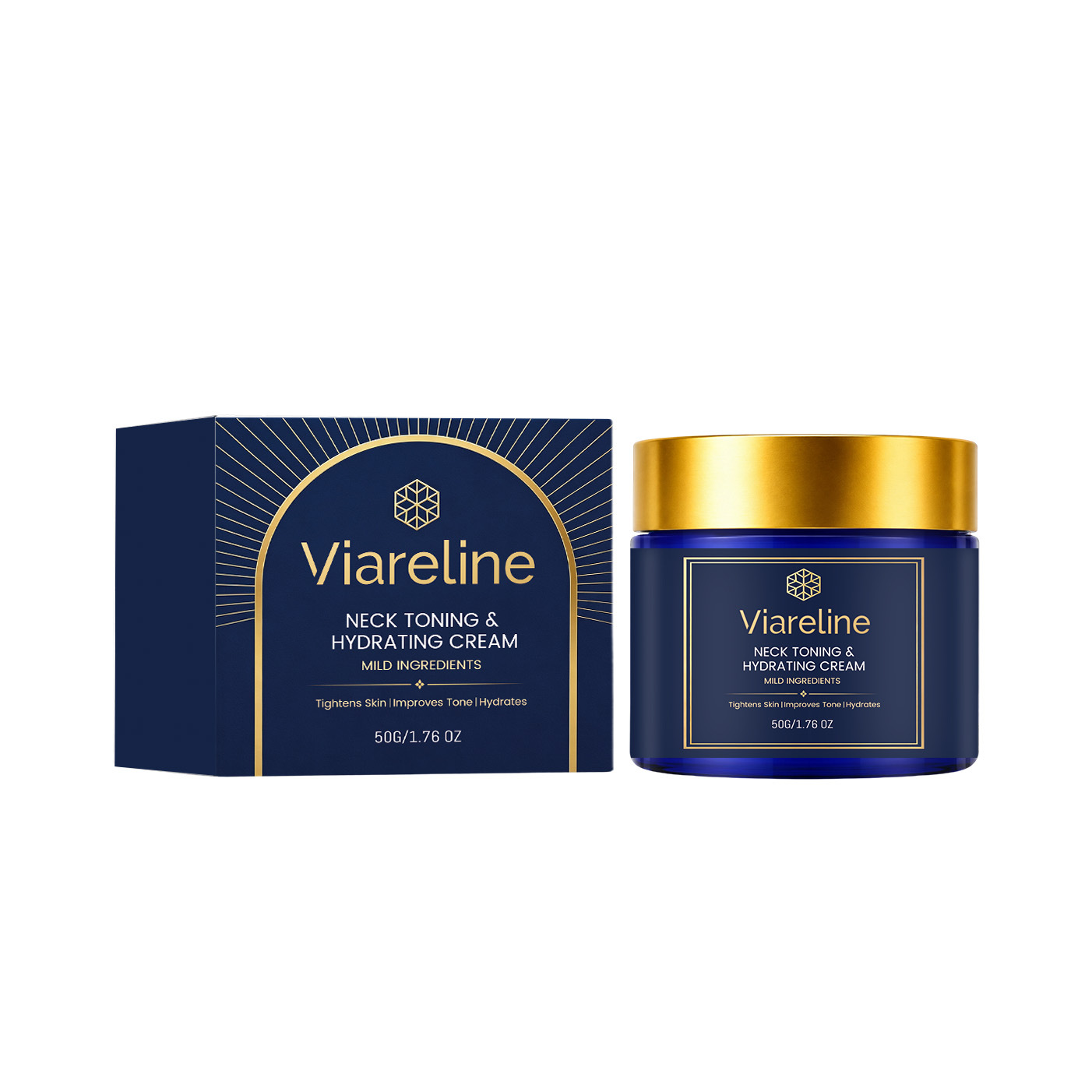 VIARELINE Neck Moisturizing Cream - Gentle formula for neck care, locks in moisture, brightens, smooths fine lines, and nourishes skin