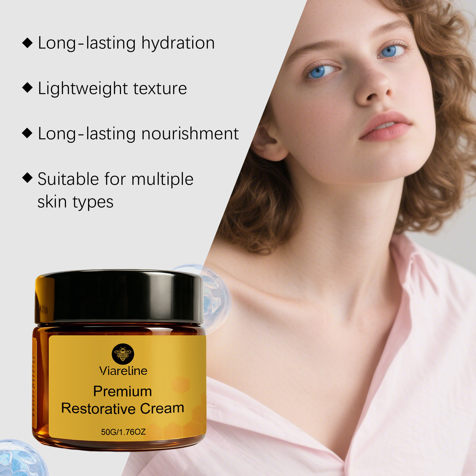 VIARELINE Facial Cream - Moisturizes and nourishes, cares for facial skin lines, keeps skin smooth and delicate