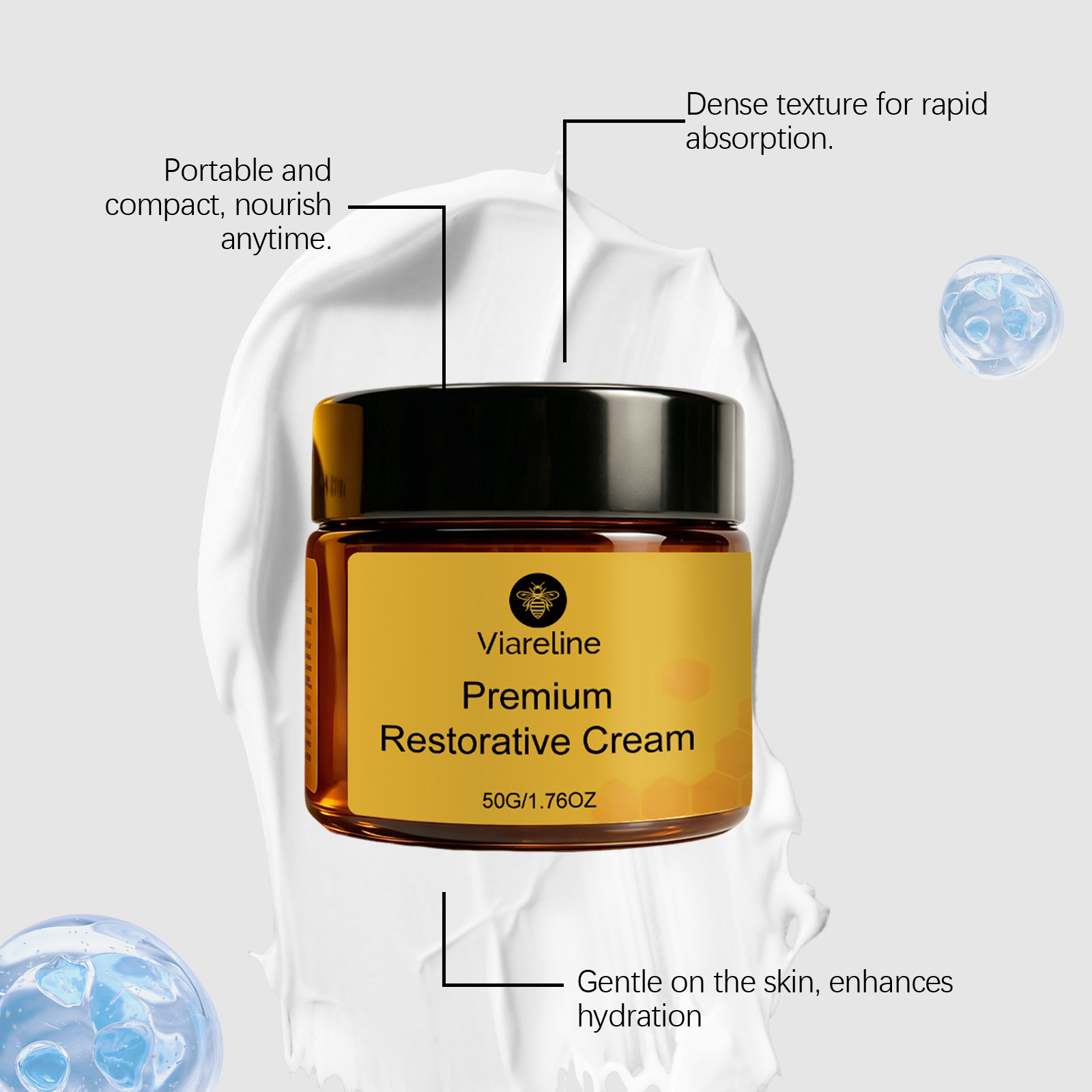 VIARELINE Facial Cream - Moisturizes and nourishes, cares for facial skin lines, keeps skin smooth and delicate
