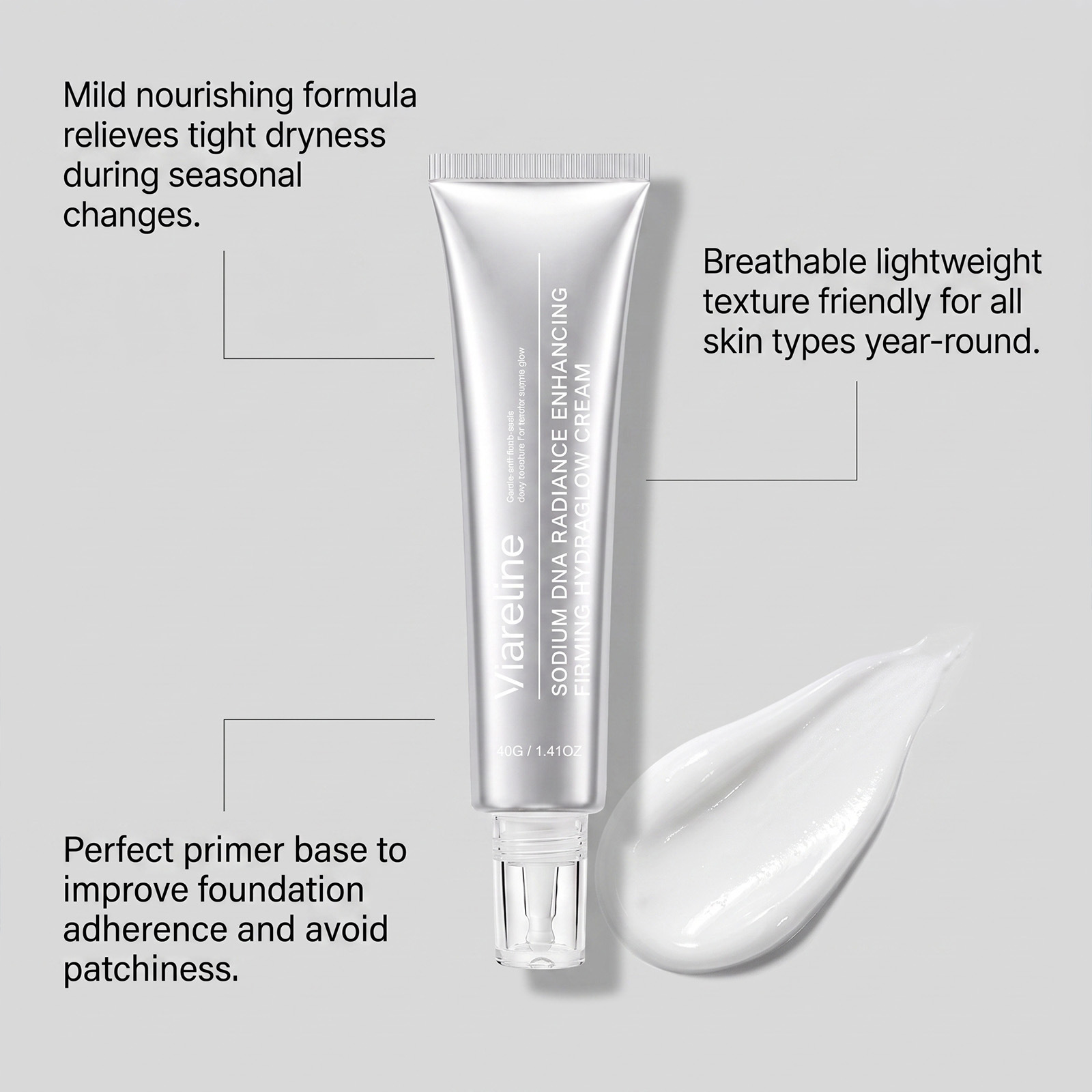 VIARELINE Moisturizing Water-Light Cream – Hydrates and cares for facial skin, keeps it glowing, clear, soft, and delicate.