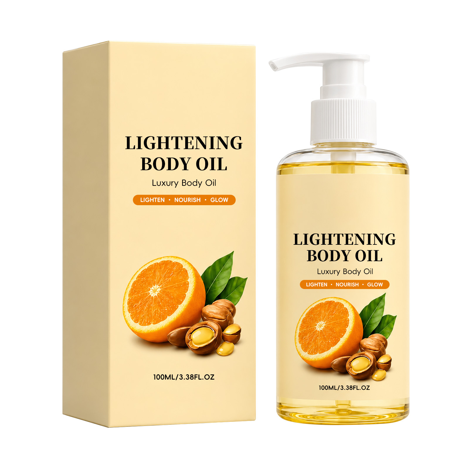 Brightening and moisturizing oil, lightweight and hydrating, soft and skin-friendly, keeps skin moisturized and glowing, perfect for daily application, leaving body skin smooth and radiant.