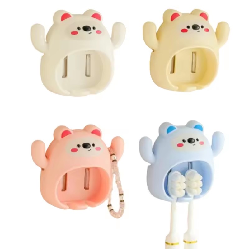 Cartoon Toothbrush Holder Cute Funny Animal Wall Mount Hooks With Wall Suction Cup Bathroom Decor Accessories Gift For Kids