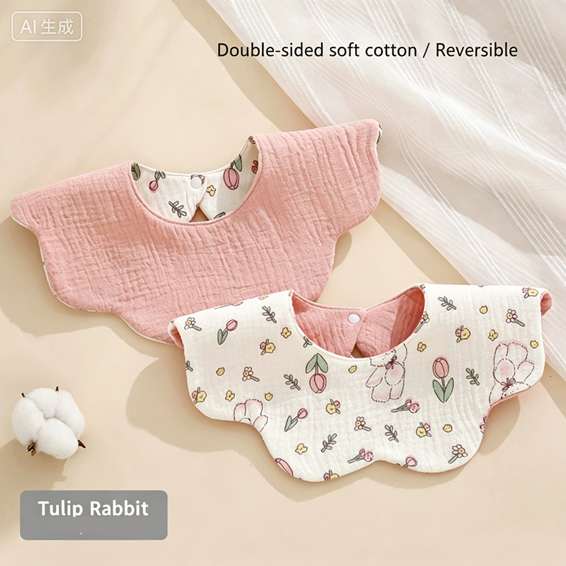 Organic Cotton Muslin Newborn Baby Bibs For Teething Drooling Soft & Absorbent Saliva Towel Burp Cloth Baby Feeding Drool Bibs