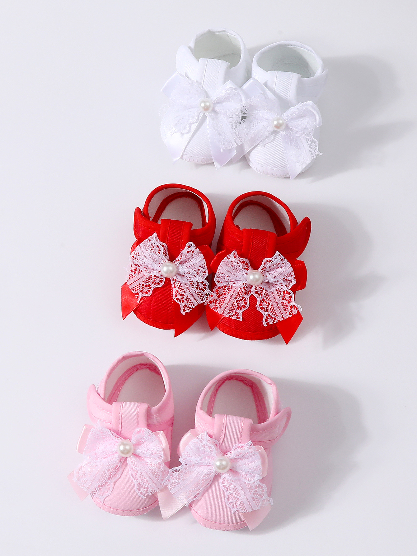 Baby Girls Princess Shoes Soft Lace Bow Non-slip Bottom First Walker Shoes Toddler Shoes