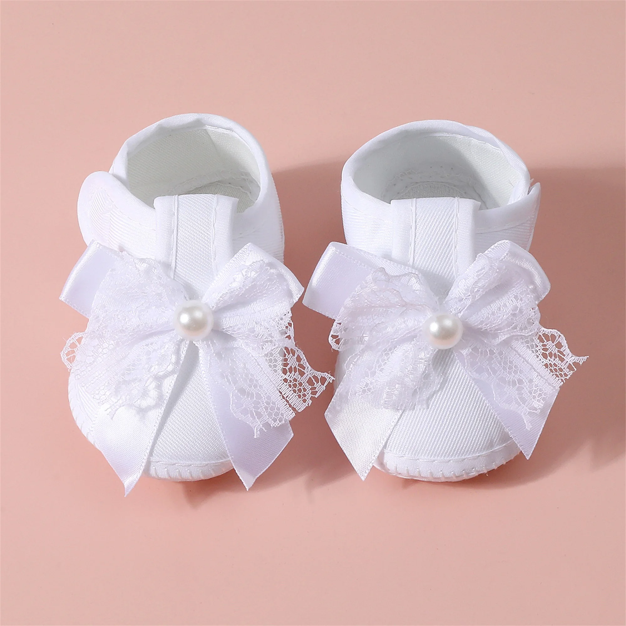 Baby Girls Princess Shoes Soft Lace Bow Non-slip Bottom First Walker Shoes Toddler Shoes