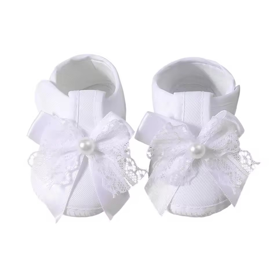 Baby Girls Princess Shoes Soft Lace Bow Non-slip Bottom First Walker Shoes Toddler Shoes
