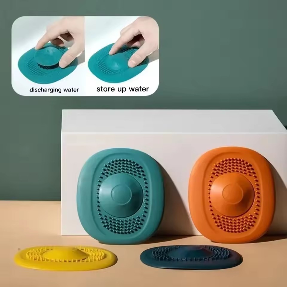 Silicone Sink Drain Strainer Shower Filter Drain Cover Stopper Sink Strainer Drain Floor Drain Hair Catcher Bathroom Accessorie