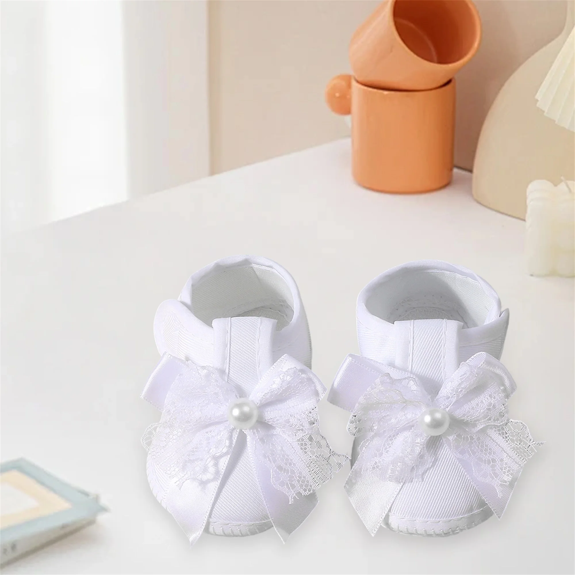 Baby Girls Princess Shoes Soft Lace Bow Non-slip Bottom First Walker Shoes Toddler Shoes