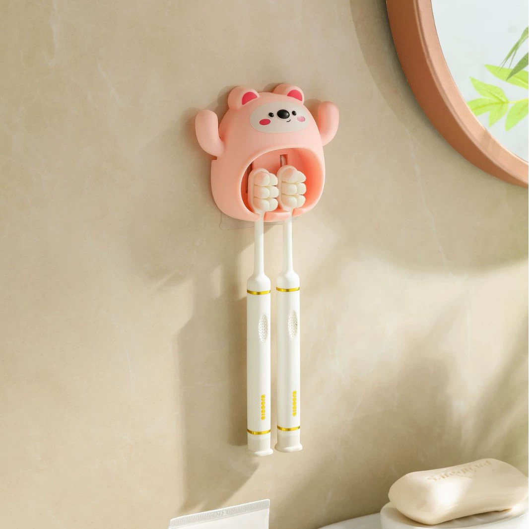 Cartoon Toothbrush Holder Cute Funny Animal Wall Mount Hooks With Wall Suction Cup Bathroom Decor Accessories Gift For Kids