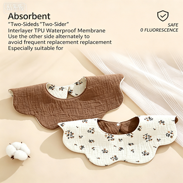 Organic Cotton Muslin Newborn Baby Bibs For Teething Drooling Soft & Absorbent Saliva Towel Burp Cloth Baby Feeding Drool Bibs