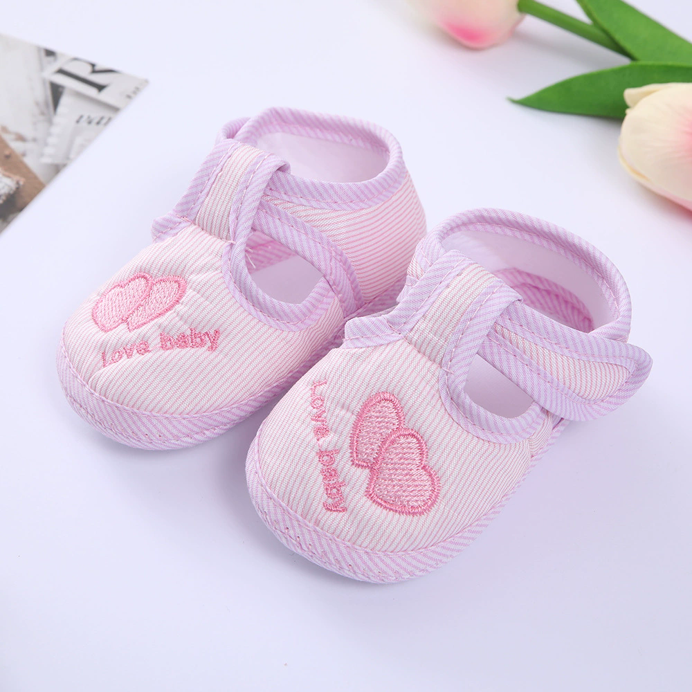 Bottom Cotton Shoes Anti Slip Baby Sneakers 0-1Year Kids First Walkers Heart Embroidery Spring Autumn Children Soft Soled Shoes