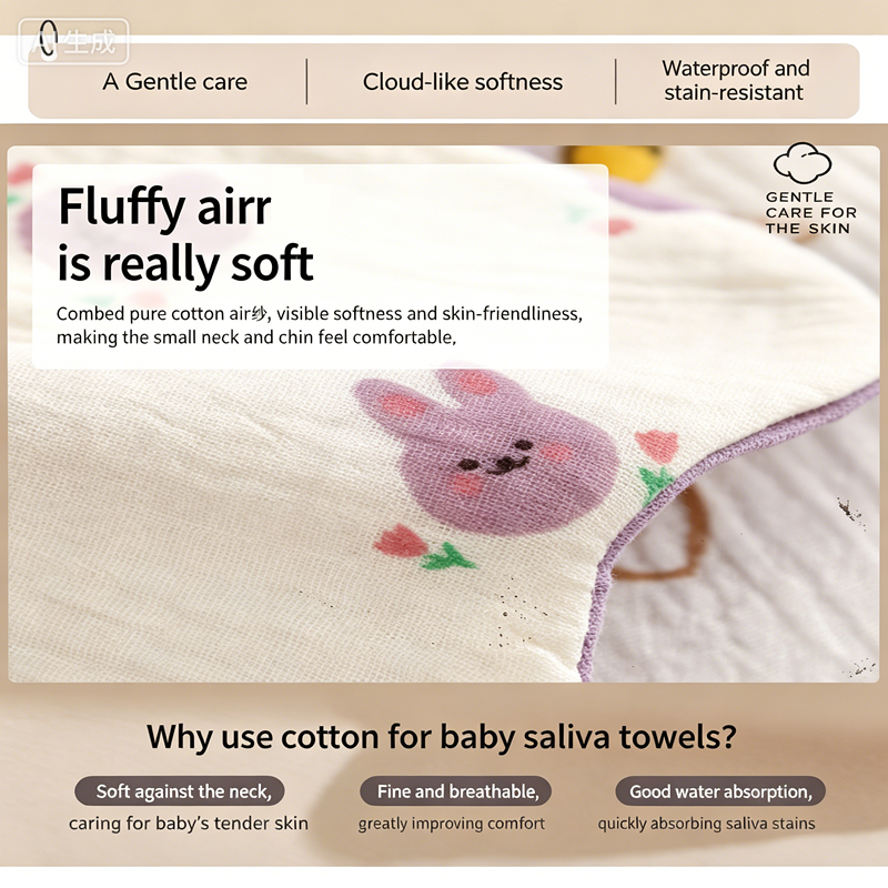 Organic Cotton Muslin Newborn Baby Bibs For Teething Drooling Soft & Absorbent Saliva Towel Burp Cloth Baby Feeding Drool Bibs