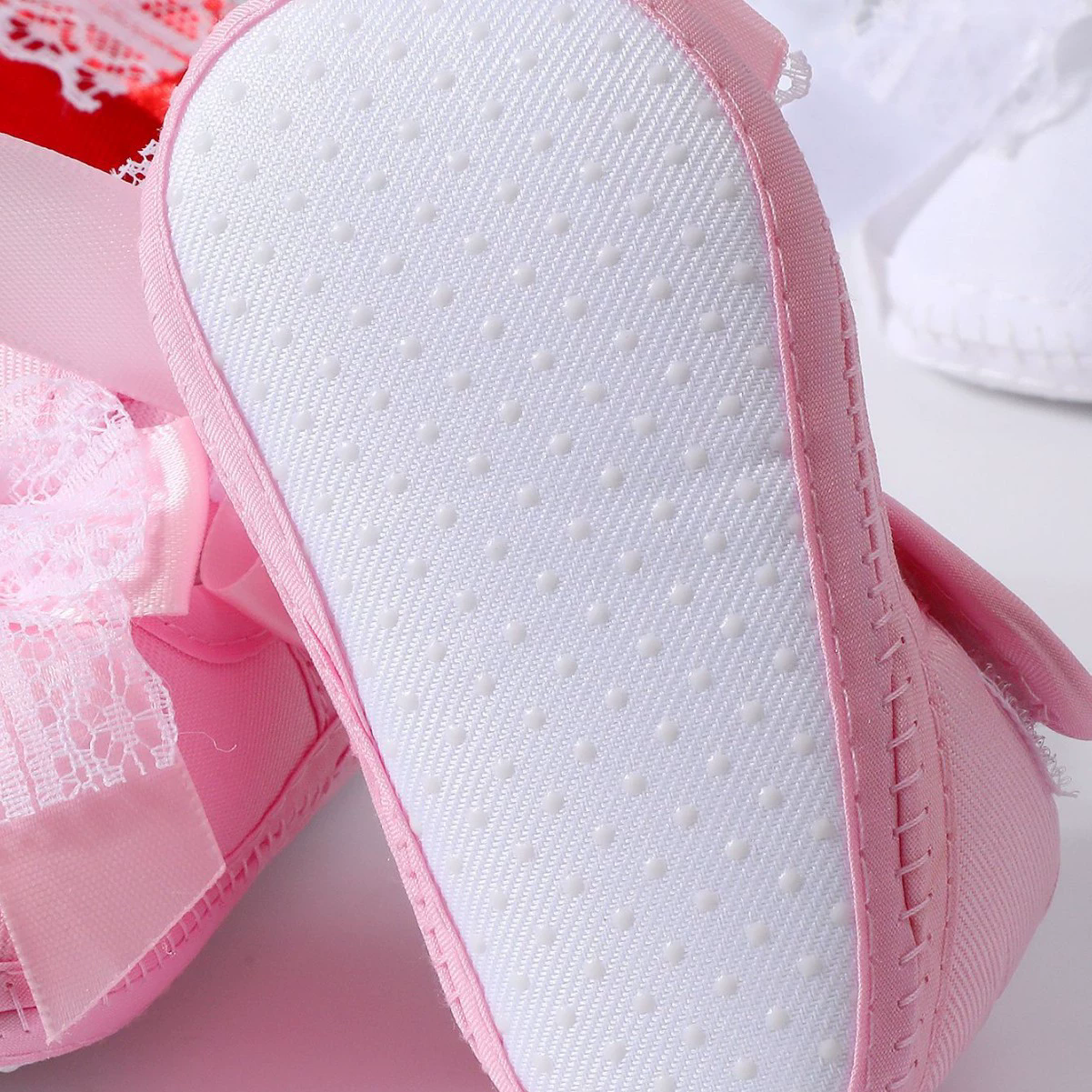 Baby Girls Princess Shoes Soft Lace Bow Non-slip Bottom First Walker Shoes Toddler Shoes