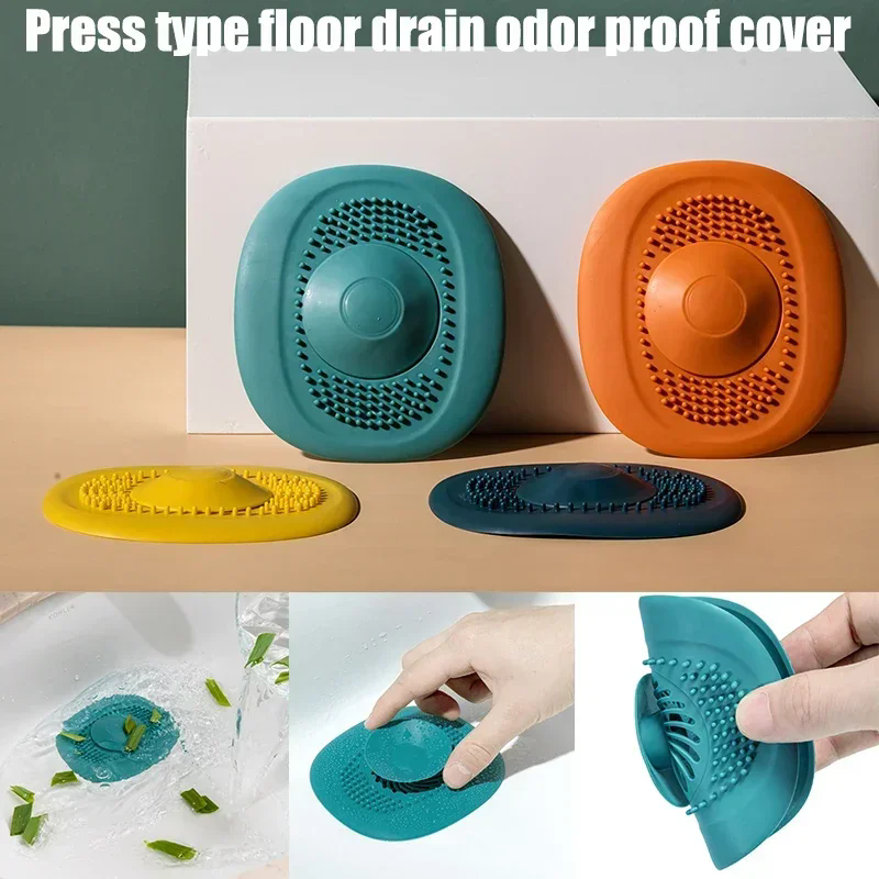 Silicone Sink Drain Strainer Shower Filter Drain Cover Stopper Sink Strainer Drain Floor Drain Hair Catcher Bathroom Accessorie