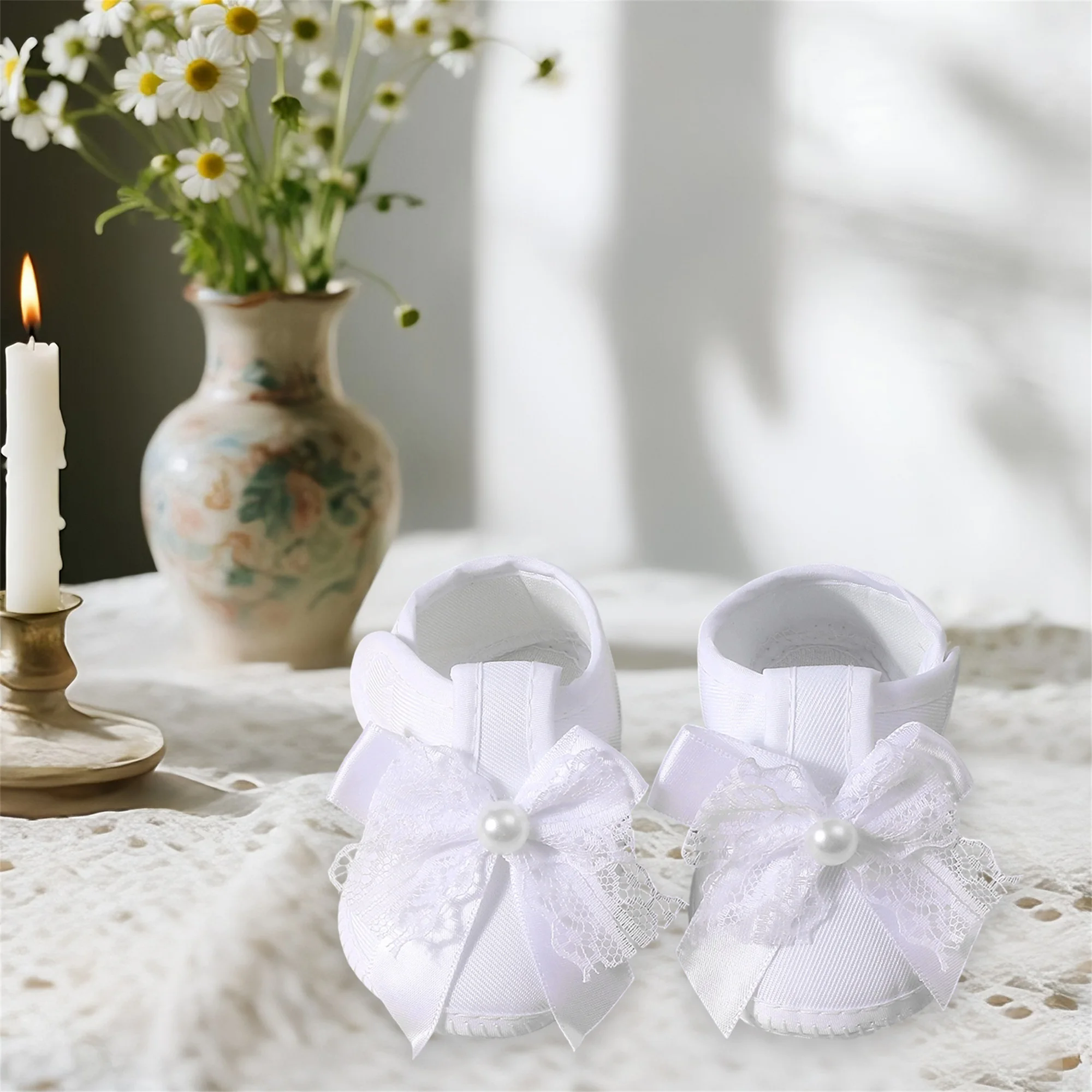 Baby Girls Princess Shoes Soft Lace Bow Non-slip Bottom First Walker Shoes Toddler Shoes