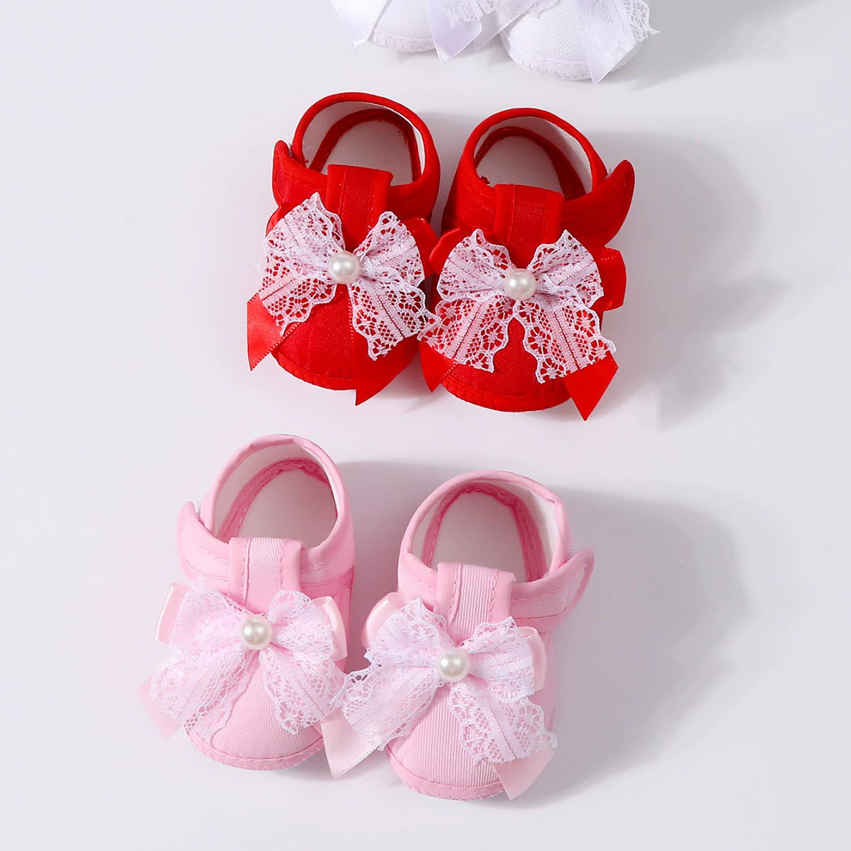 Baby Girls Princess Shoes Soft Lace Bow Non-slip Bottom First Walker Shoes Toddler Shoes