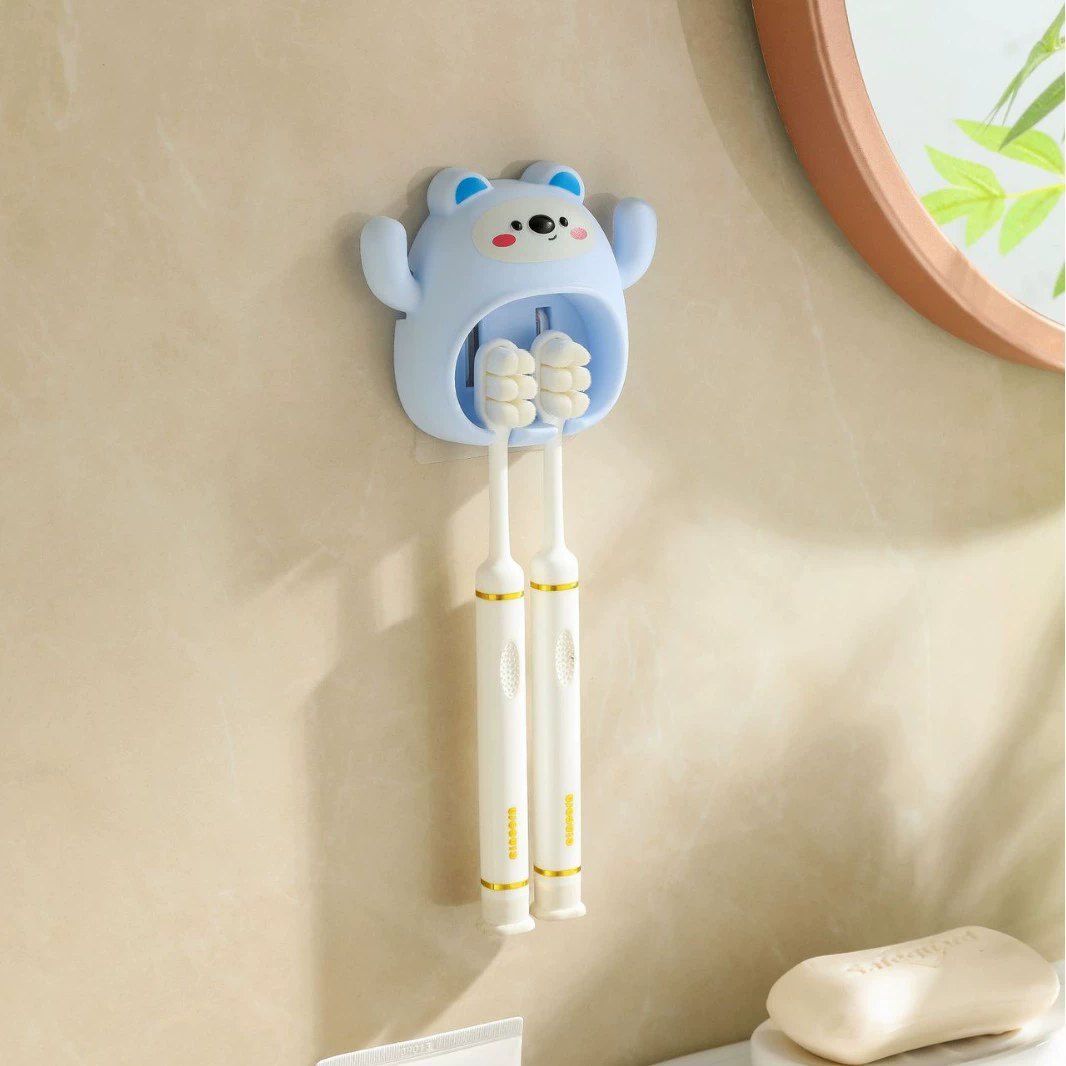 Cartoon Toothbrush Holder Cute Funny Animal Wall Mount Hooks With Wall Suction Cup Bathroom Decor Accessories Gift For Kids