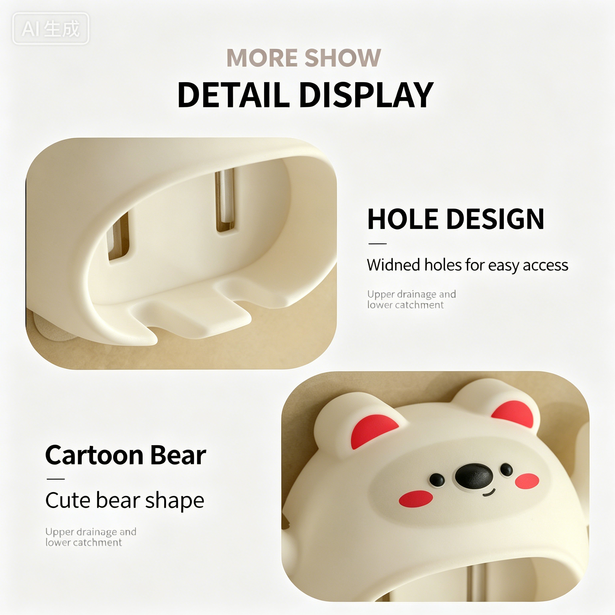 Cartoon Toothbrush Holder Cute Funny Animal Wall Mount Hooks With Wall Suction Cup Bathroom Decor Accessories Gift For Kids
