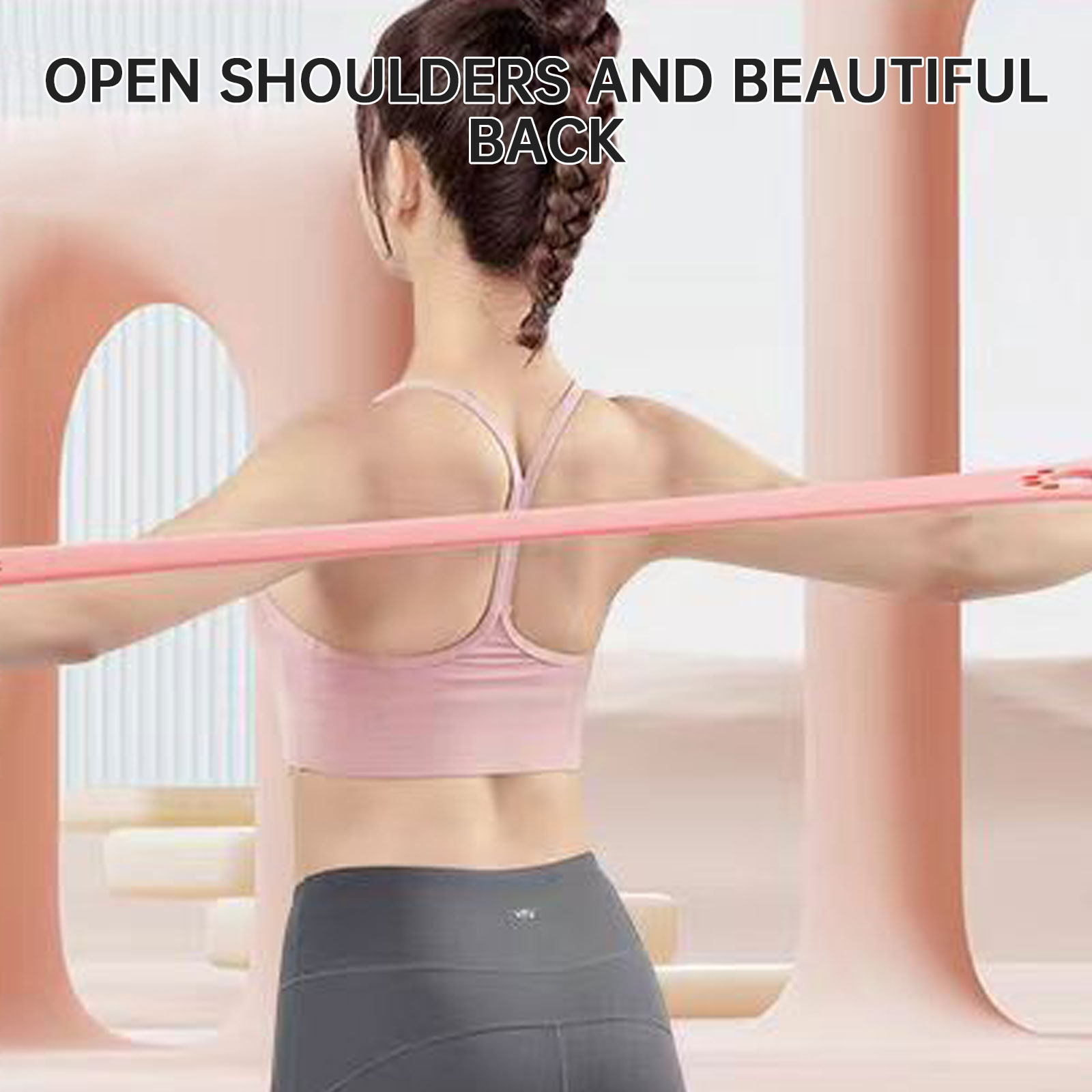 8-character Puller Home Fitness Equipment Elastic Belt Yoga Auxiliary Female Open Shoulder Beauty Back Stretcher