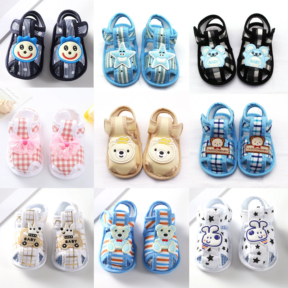 Adorable Cartoon Character Baby Sandals Open-Toe Breathable Summer Shoes Velcro Closure Toddler Shoes for Beach Trips & Outdoor