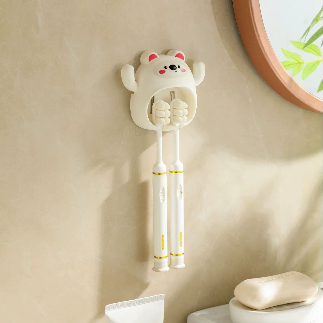 Cartoon Toothbrush Holder Cute Funny Animal Wall Mount Hooks With Wall Suction Cup Bathroom Decor Accessories Gift For Kids