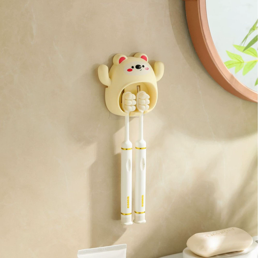 Cartoon Toothbrush Holder Cute Funny Animal Wall Mount Hooks With Wall Suction Cup Bathroom Decor Accessories Gift For Kids