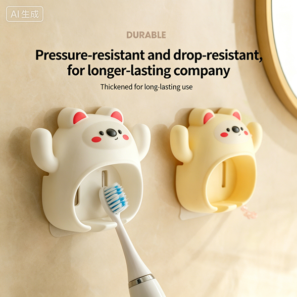 Cartoon Toothbrush Holder Cute Funny Animal Wall Mount Hooks With Wall Suction Cup Bathroom Decor Accessories Gift For Kids