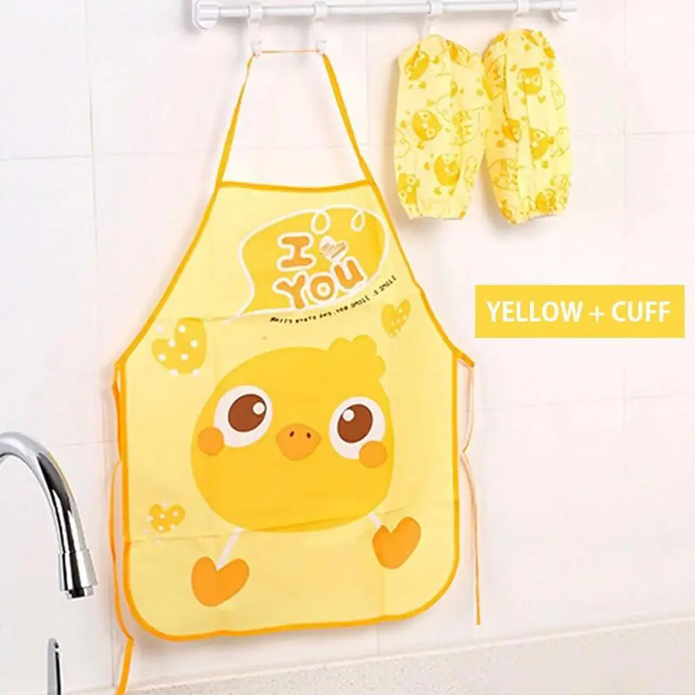 Children's Apron Sleeves Cartoon Waterproof Child Baby Thin Graffiti Art Bib Supplies Eating Summer Painting Style