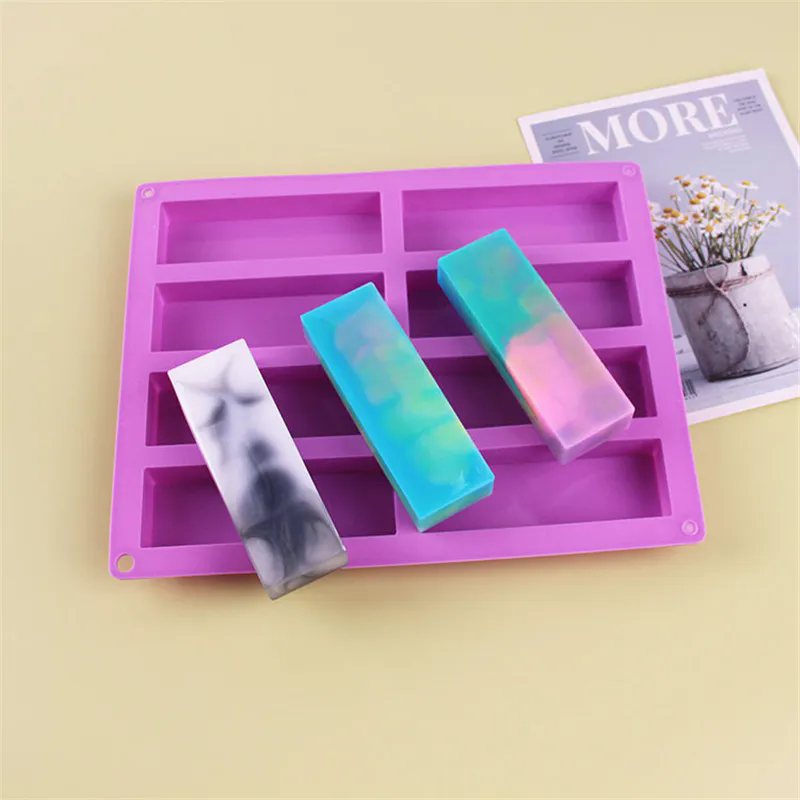 8-Square Rectangular Soap Silicone Cake Mould Handmade Soap Mold Handmade Cold Soap Mold Easy to Take Off