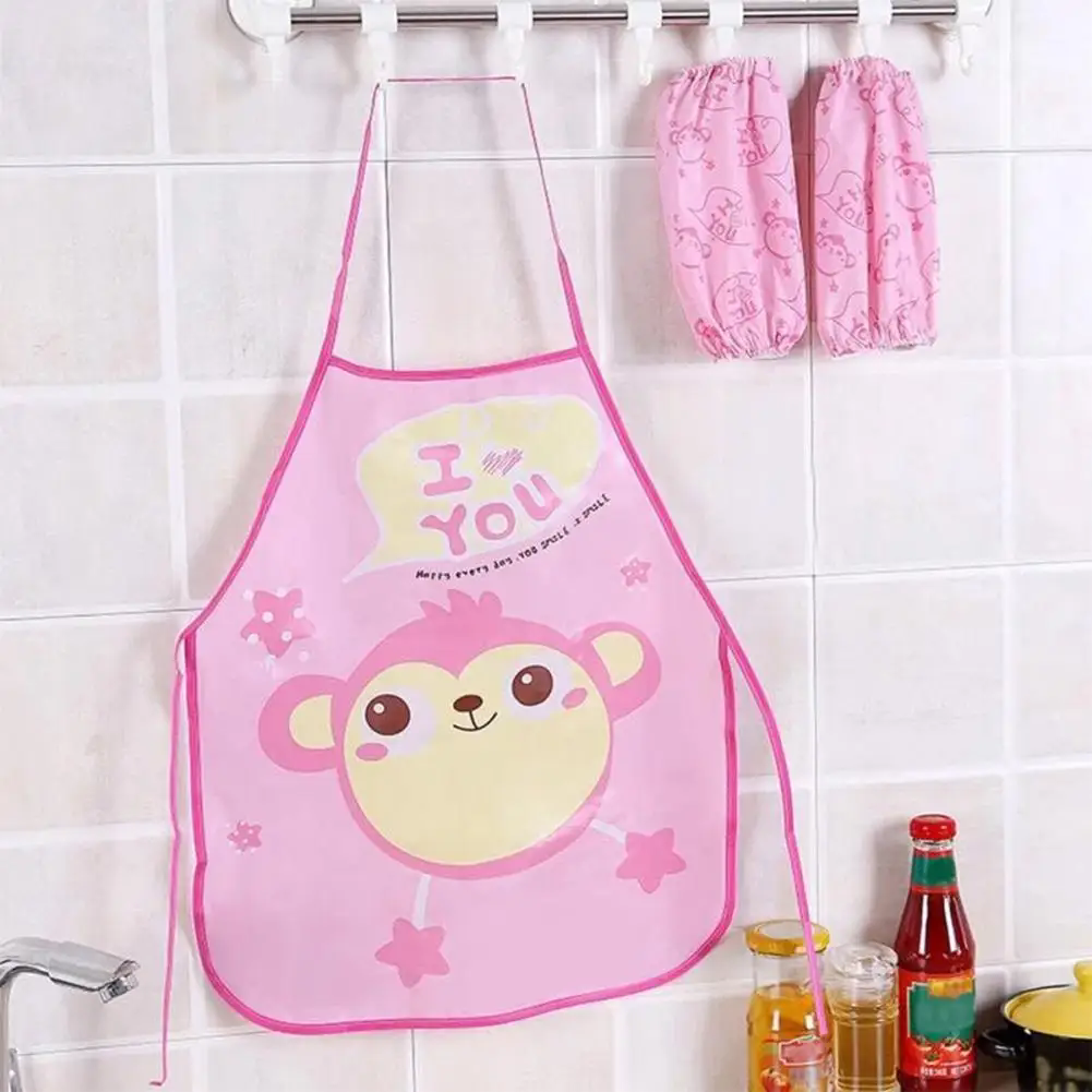 Children's Apron Sleeves Cartoon Waterproof Child Baby Thin Graffiti Art Bib Supplies Eating Summer Painting Style
