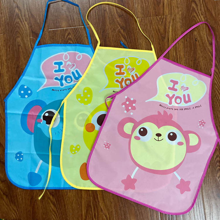 Children's Apron Sleeves Cartoon Waterproof Child Baby Thin Graffiti Art Bib Supplies Eating Summer Painting Style