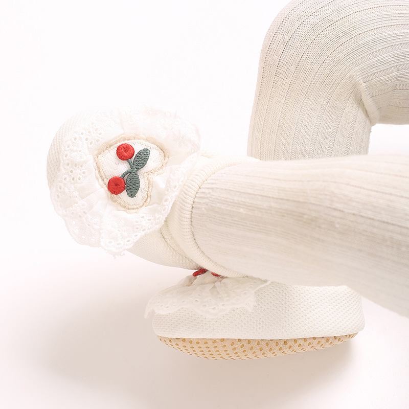 0-18M Soft Winter Non slip socks Baby Girl Little Cherry Winter Warm Shoes Solid Fashion Toddler Fuzzy First Walkers Kid Shoes