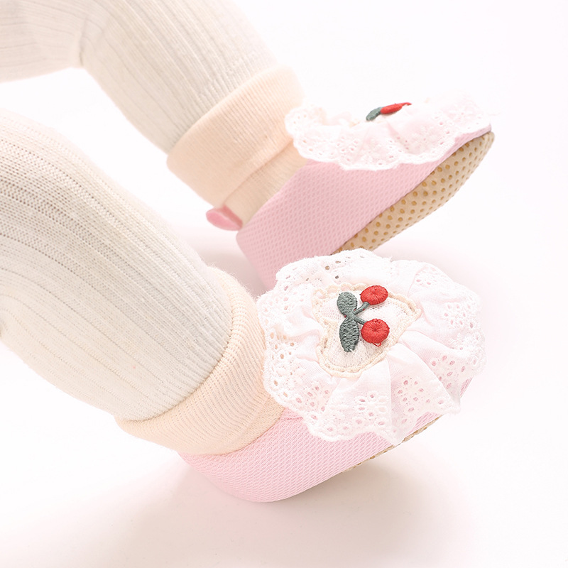0-18M Soft Winter Non slip socks Baby Girl Little Cherry Winter Warm Shoes Solid Fashion Toddler Fuzzy First Walkers Kid Shoes