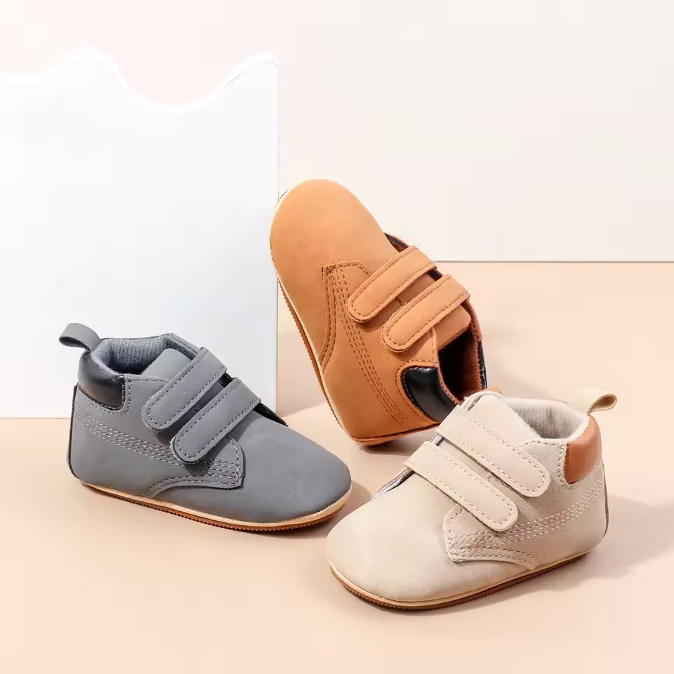 Spring And Autumn Baby Boys First Walking Toddler Shoes With High Quality PU Leather And Soft TPR Sole For 0-18M Baby Shoes