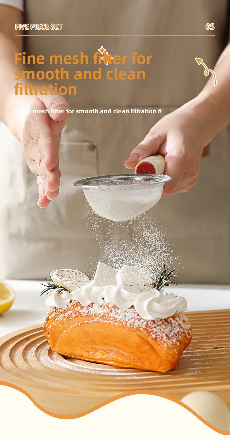 Baby Complementary Food Utensils Dopamine Kitchen Gadget Stainless Steel Egg Yolk Separator Mesh Filter Sieve Spoon Making Tool