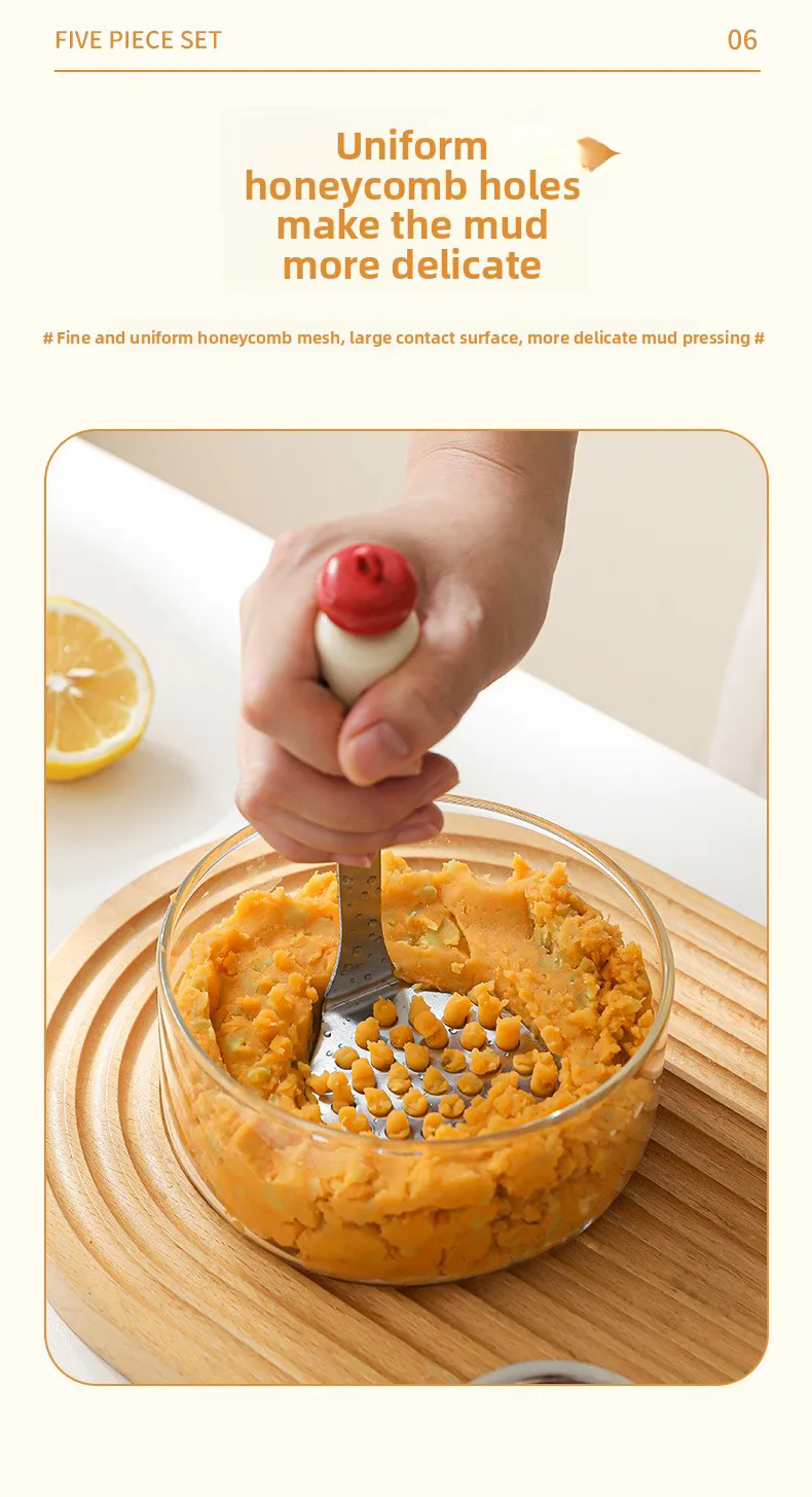 Baby Complementary Food Utensils Dopamine Kitchen Gadget Stainless Steel Egg Yolk Separator Mesh Filter Sieve Spoon Making Tool