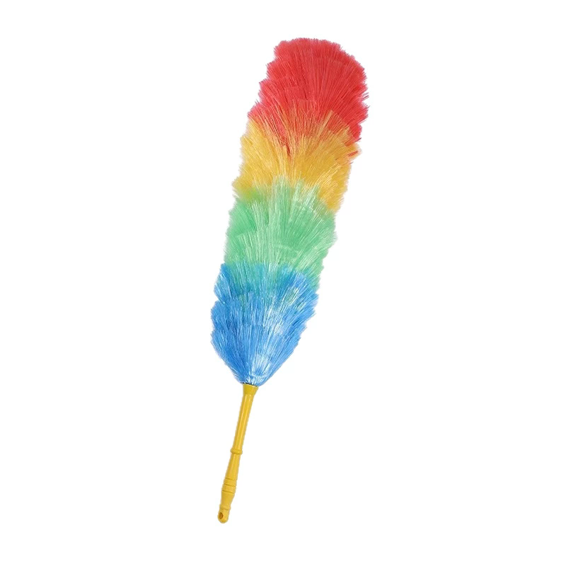 Rainbow Color Feather Duster Bendable Cleaning Plastic Handle Dusting Tool for Home Cleaning Anti Static Duster Dust Cleaner