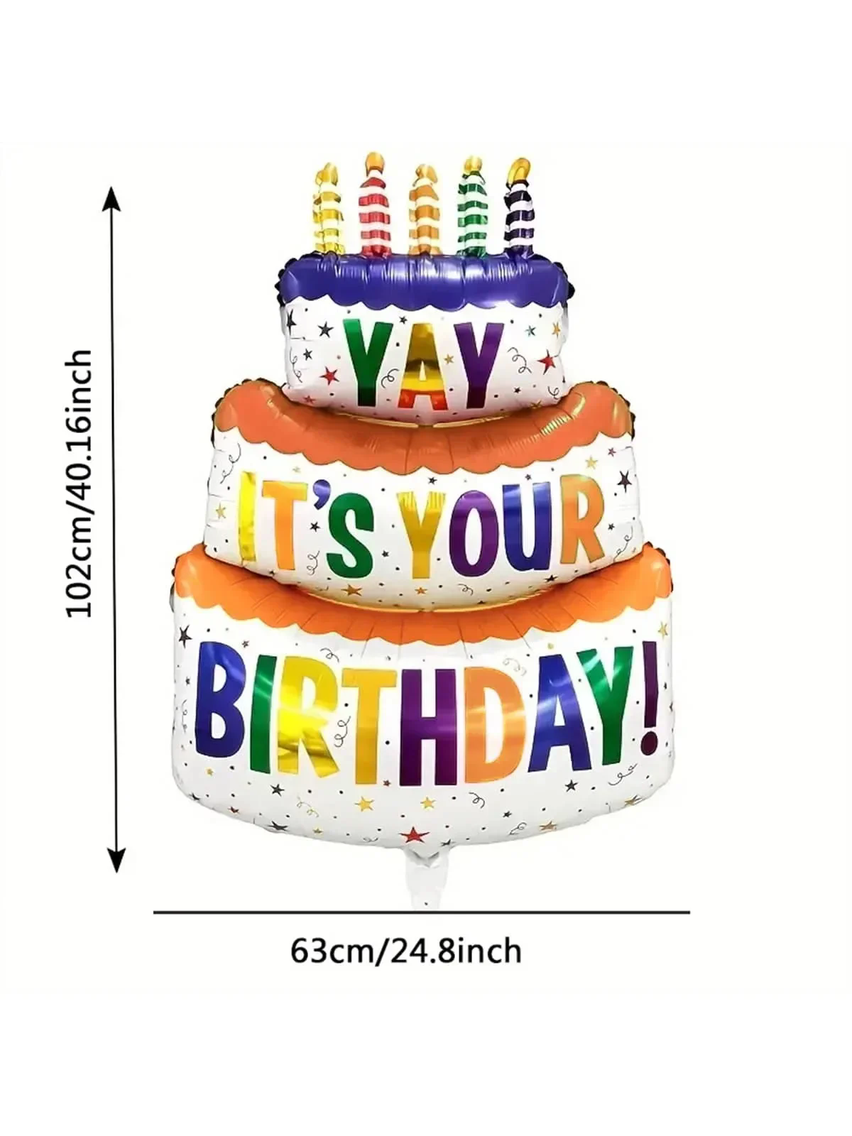 1PC  -Birthday Balloons Colorful Candles Three Tier Cake Aluminum Foil Balloons Birthday Party Decoration Supplies