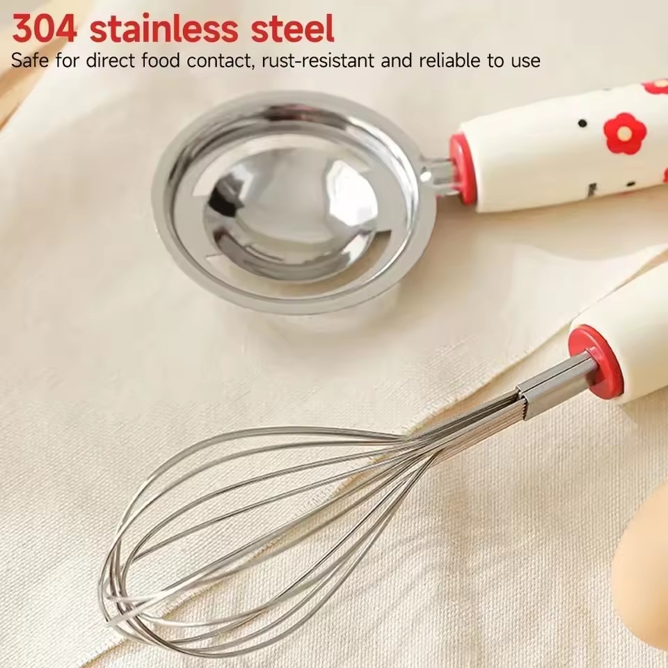 Baby Complementary Food Utensils Dopamine Kitchen Gadget Stainless Steel Egg Yolk Separator Mesh Filter Sieve Spoon Making Tool