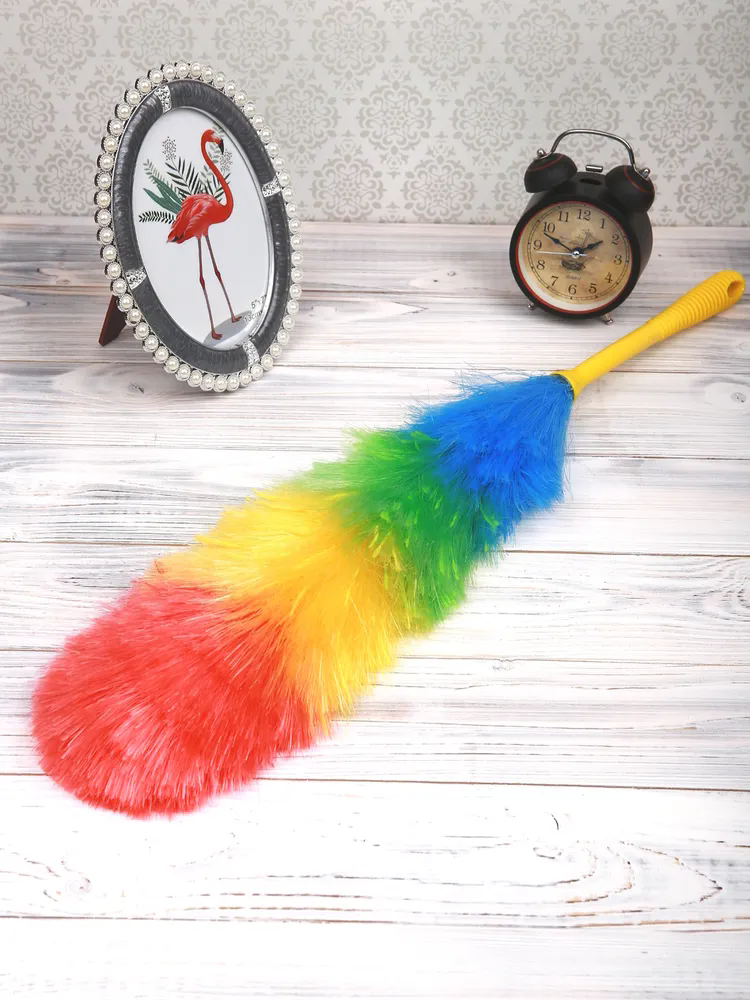 Rainbow Color Feather Duster Bendable Cleaning Plastic Handle Dusting Tool for Home Cleaning Anti Static Duster Dust Cleaner